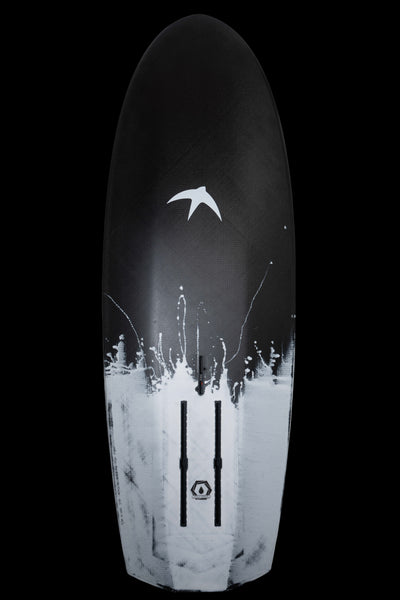 Omen Flux Board, 60L bottom semi displacement hull for efficiency, low end and touchdown performance